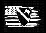 1st Cav Cavalry Division US Army American flag Veteran sticker decal