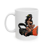 Firefighter Ceramic Mug — Brunette Baddie Fog Nozzle (11oz, 15oz)