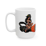 Firefighter Ceramic Mug — Brunette Baddie Fog Nozzle (11oz, 15oz)