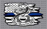 Police Officer Thin Blue Line Don't Tread On Me Gadsden American Flag Decal Law