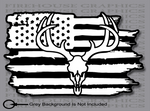 White tail deer skull hunting buck American flag sticker Decal