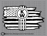 Kenworth Big Rig Semi Truck 18 Wheeler American flag diesel sticker decal
