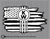 Kenworth Big Rig Semi Truck 18 Wheeler American flag diesel sticker decal
