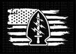 US Army Rangers Special Forces Veteran American Flag sticker decal