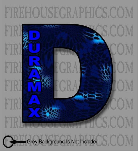 Duramax Chevy Turbo Diesel D Blue Kryptic Camo Window sticker decal