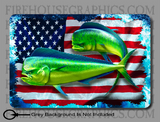 American flag Dorado Mahi Salt Water Offshore Fishing sticker decal