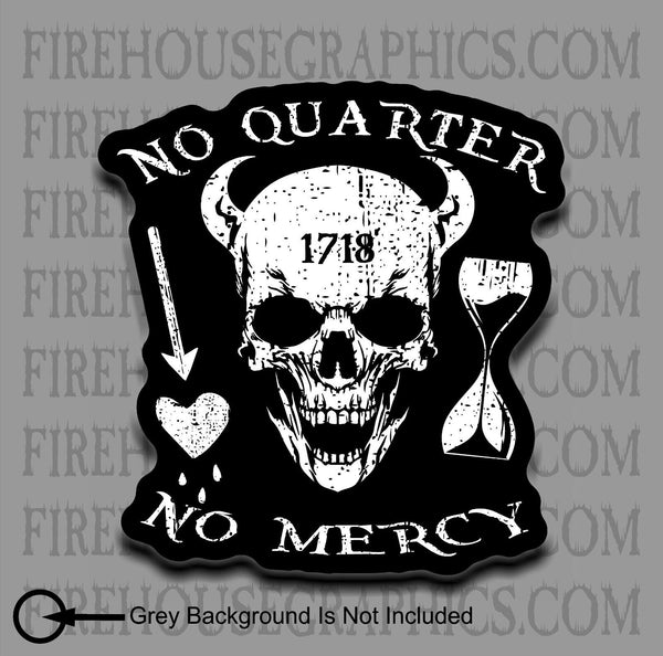 Blackbeard No Quarter No Mercy  Edward Teach Pirate Flag Skull sticker decal