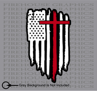 American Flag Thin Red line Firefighter Cross Jesus Decal Sticker –  Firehouse Graphics