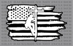 Lineman Linesman Power line Pole American flag vinyl sticker decal