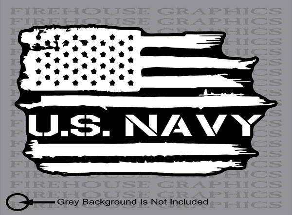 US Navy USN American flag weathered vinyl sticker decal