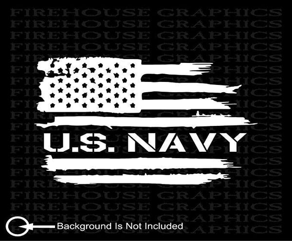 US Navy USN Veteran Sailor Anchor American flag weathered vinyl sticker decal
