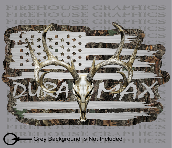 American Flag Duramax Chevrolet Chevy Whitetail Buck Skull Hunting Deer Decal