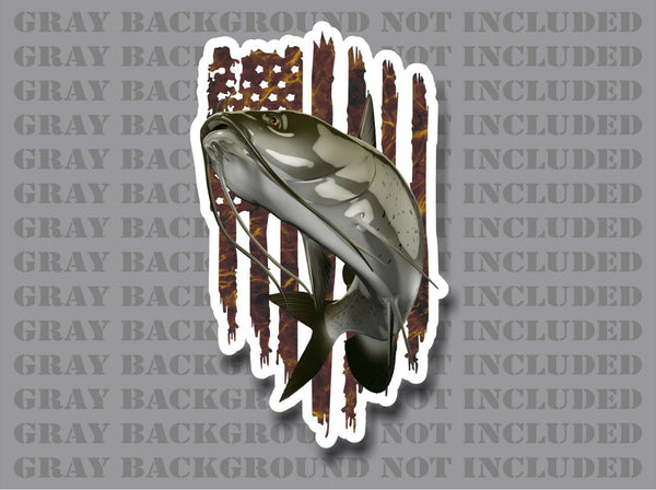 American flag Catfish Channel Cat Flat Head fishing sticker decal