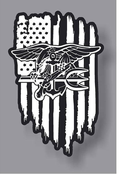 US Navy Seal Frogmen Special Forces American Flag veteran military decal sticker