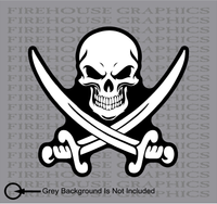 Pirate Skull Crossbones Swords Nautical blackbeard vinyl sticker