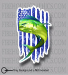 American flag Mahi Mahi Dorado Dolphin fish fishing sticker decal