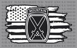 10th Mountain Division Army American Veteran Flag sticker decal