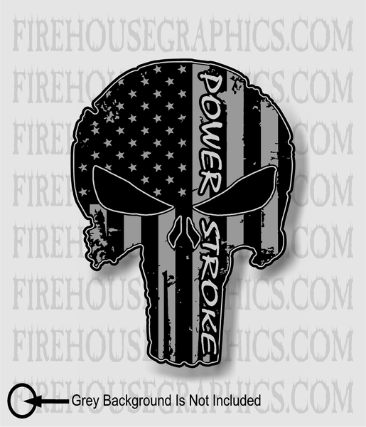 F-250 F-350 Powerstroke Superduty American Flag Skull sticker decal