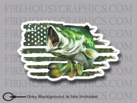 American flag Largemouth Bass fish fishing sticker decal