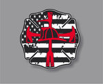 American Flag Thin Red line Firefighter Halligan Axe Helmet Decal Sticker