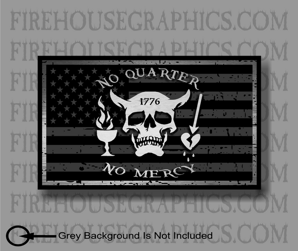 No Quarter No Mercy 1776 Black American Flag Vinyl Sticker Decal