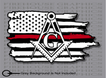 Thin Red Line Firefighter Mason Masonic  American flag sticker Decal