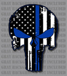 Blue Line Skull American Flag Don't Tread on me Police Law