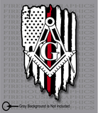 Thin Red Line Firefighter Masons masonic Freemasons American flag sticker decal