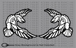 2 Pack Huginn Muninn Odin thor viking norse wolf raven rune sticker decal