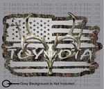 American Flag Toyota TRD Truck Whitetail Buck Skull Camo Hunting Deer Decal