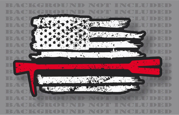 American Flag Thin Red line Firefighter Halligan Axe helmet Decal Sticker
