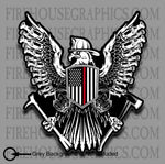 Bald Eagle Firefighter Thin Red Line Maltese Cross American Flag decal sticker