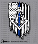 Thin Blue Line Police Masons masonic Freemasons American flag sticker decal