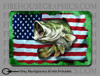American flag Largemouth Bass Freshwater Fishing sticker decal