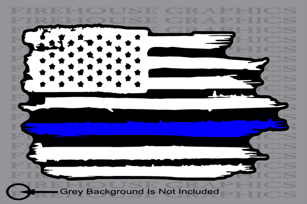 Thin Blue Line Police officer American flag diesel sticker decal