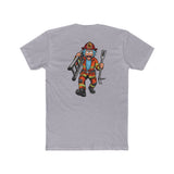 Firefighter Rick Tee — Cartoon Rick Holding Rifle Graphic T-Shirt