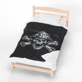 Firefighter Skull & Crossbones Velveteen Plush Blanket — Gothic Firefighter Throw