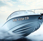 A Pair of Custom Boat Registration Numbers &amp; Letters Marine Vinyl Sticker Decals. Choose Solid Color or Two Colors.