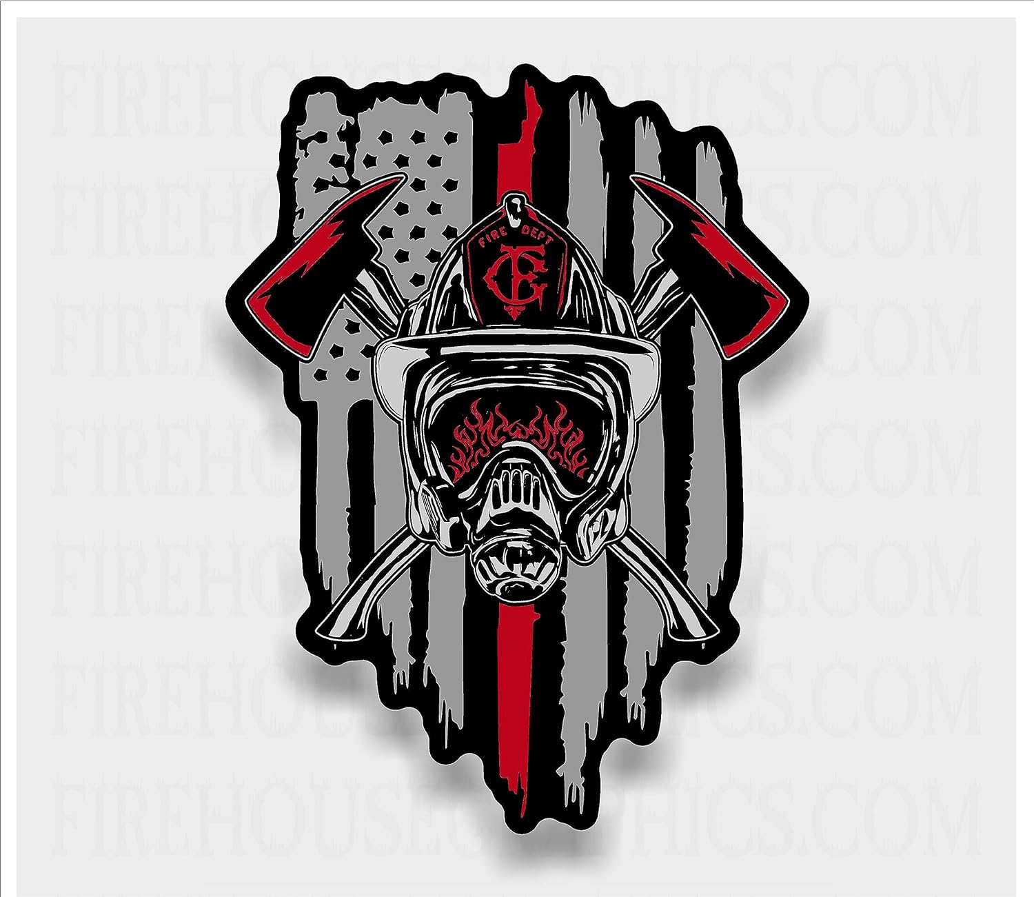 American Flag Axe Halligan Helmet Maltese Firefighter SCBA Decal