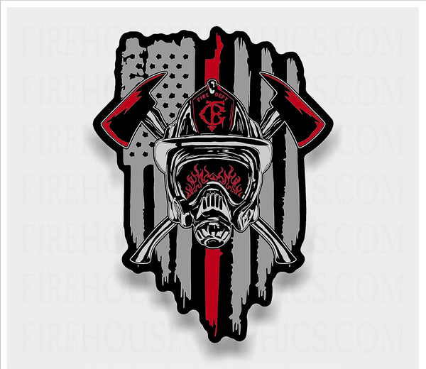 American Flag Axe Halligan Helmet Maltese Firefighter SCBA Decal