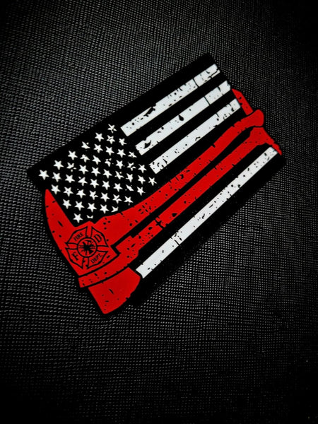 American Flag Axe Halligan Married Set of Irons Firefighter  Decal