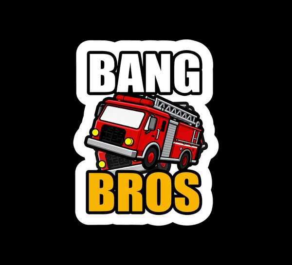 Buy 3 save 33% (mix and match) Bang Bros Rockin Fire Trucks  (two decals 2.5")  Sticker