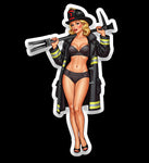 Halligan pinup style (two decals 2.5")  Sticker