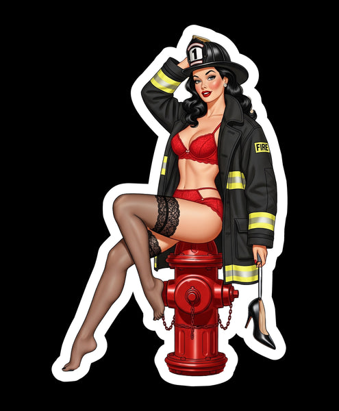 Buy 3 save 33% (mix and match) Hydrant Babe 2 pinup style (two decals 2.5")  Sticker