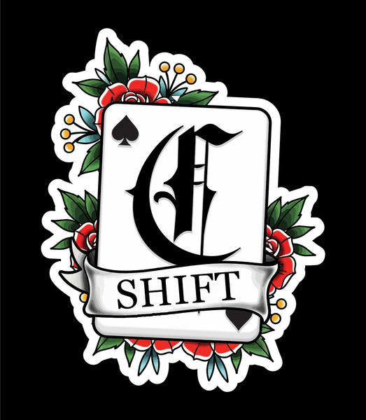 Buy 3 save 33% (Mix and Match) C-Shift Playing Card and Flowers Sticker (two decals a 2.5" and a 3") (Copy) (Copy)