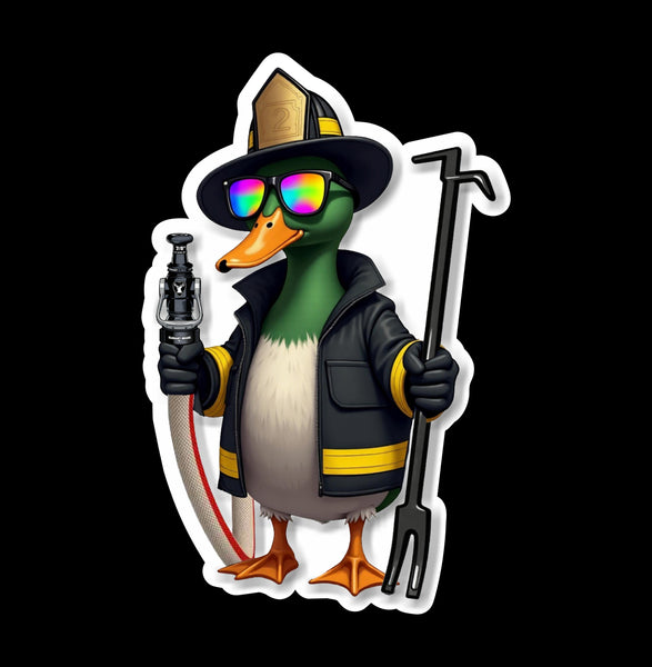Buy 3 save 33% (mix and match) Firefighter Duck Tales (two decals 2.5")  Sticker