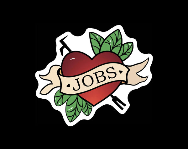 Buy 3 save 33% (mix and match) I Love Jobs Heart (two decals 2.5")  Sticker