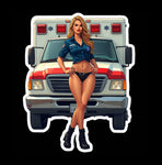Buy 3 save 33% (mix and match) EMS Medical Ambulance Blonde pinup style (two decals 2.5")  Sticker