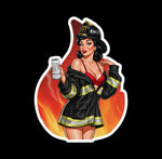 Buy 3 save 33% (mix and match) White Monster Firefighter pinup style (two decals 2.5")  Sticker