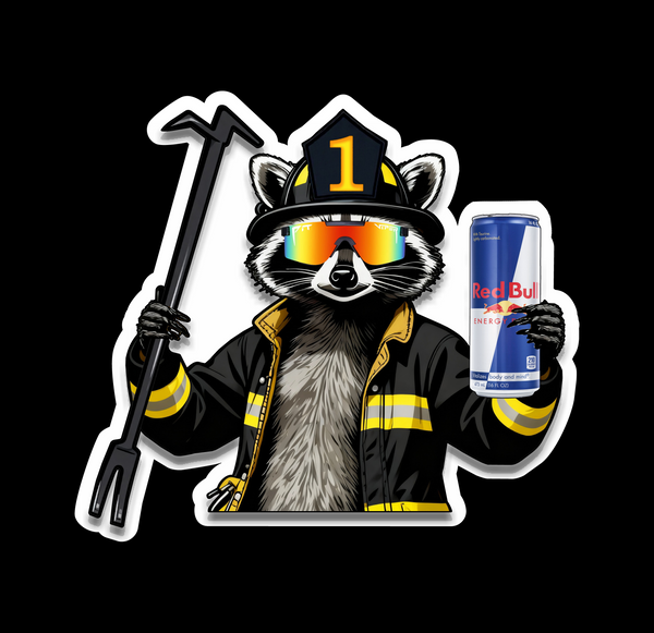 Buy 3 save 33% (mix and match) Trash Panda Raccoon with Redbull (two decals 2.5")  Sticker